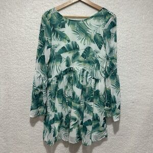 Aura Dress Palm Print Summer Lined Size XS Made‎ In USA